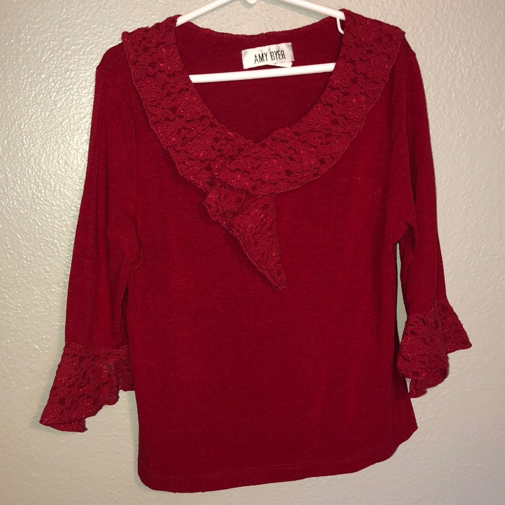 Girls Red Shirt with Lace